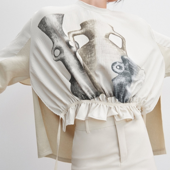 Zara Tops Zara Art Deco Pottery Sweatshirt Poshmark